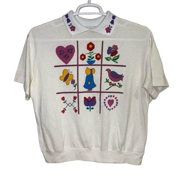 Vintage Tops Vintage Folk Art Collared Shirt Carol Wright 9s Single